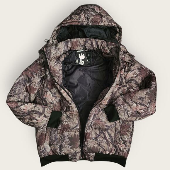 American Stitch Other - American Stitch Puffer Coat Men's Sz L Hooded Full Zip Woodland Leafy Camo